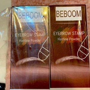 Beboom eyebrow stencil kit in medium brown and dark grey.
